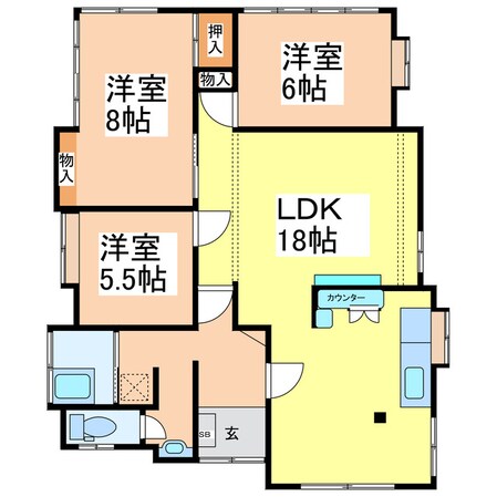 萩原町貸家の物件間取画像